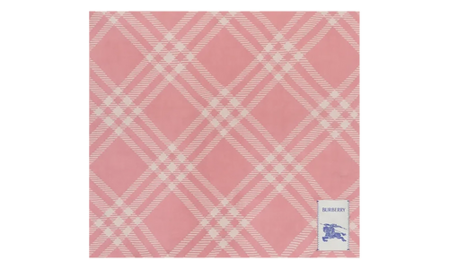 MU Wide Check Wool Silk Scarf "Sugar Pink" 8123251