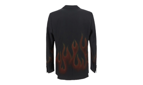 Burning Double-Breasted Blazer "Black and Red" PMEN023F22FAB0021025