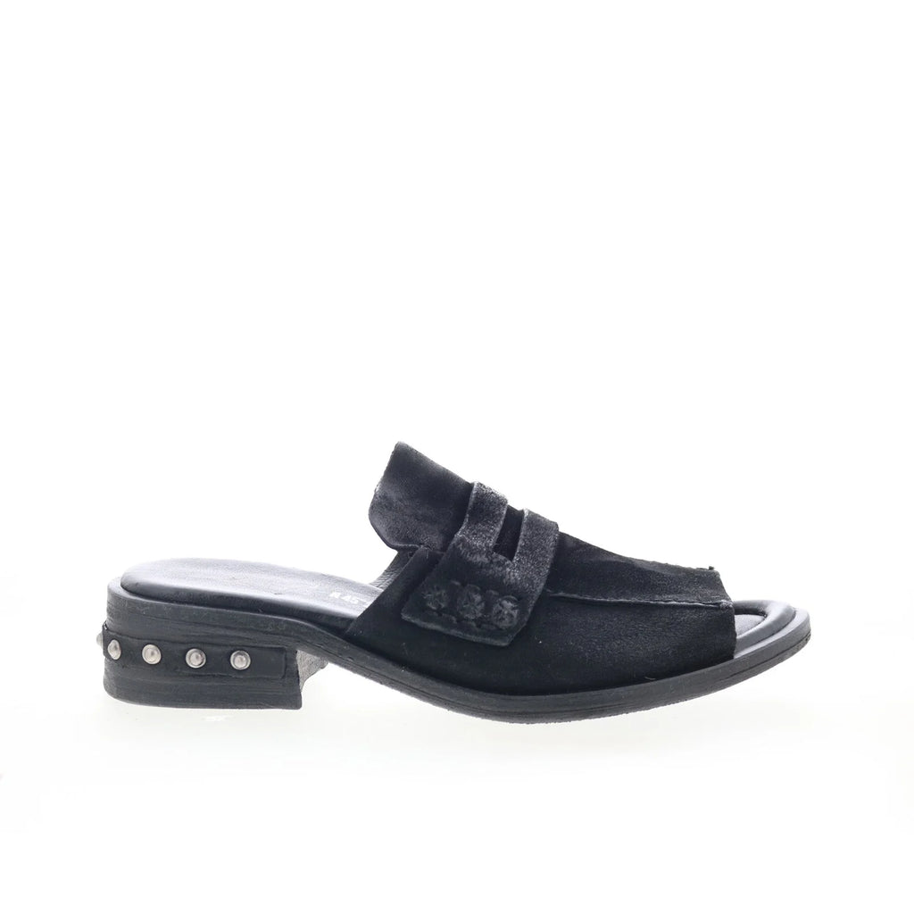 Gino B18003-201-6002 Womens Black Leather Mule Flats Shoes