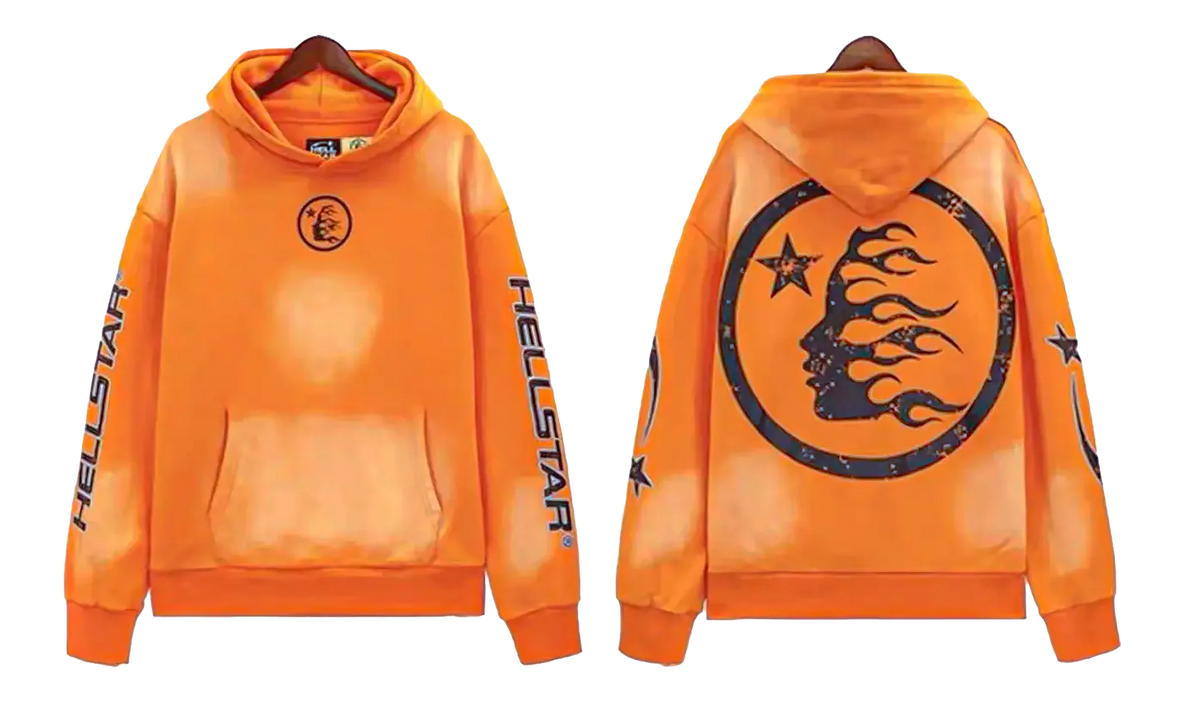 Fire Hoodie with Closed Elastic Bottom Sweatpants (Full set) "Orange" HSR134