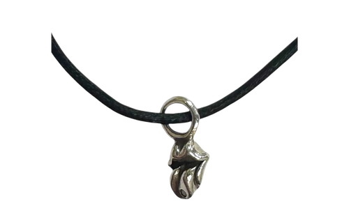 The Rolling Stones Diamond Lips Pendant Cord Bracelet "Black Silver" CHRM1124