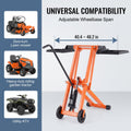 Lawn Mower Lift with Hydraulic Jack, 500 Lbs Weight Capacity, Solid Carbon Steel Lawn Mower Lift, Adjustable Movable Lawn Lifter for Riding Tractors and Zero Turn Lawn Mowers, Orange