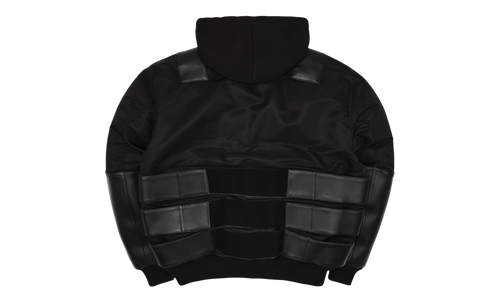 Opium K9 Dogbiter Hooded Leather Bomber Jacket "Black Silver" PP028