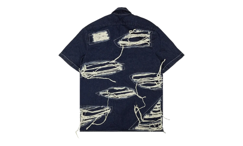 Distressed Denim Short Sleeve Shirt "Blue" 2637 100000104DWS BLUE