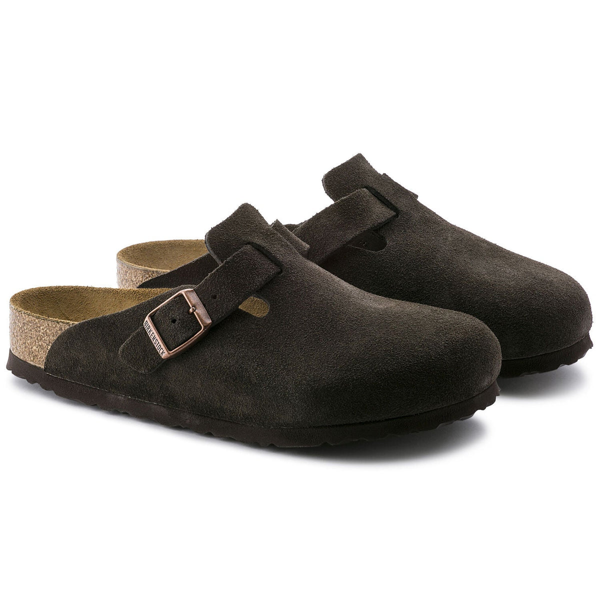 Boston Suede Leather Soft Footbed Clog in Mocha