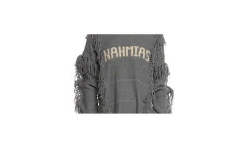 Crewneck Poncho Fringe Sweater "Grey" AW23 KW5 T16G1 020