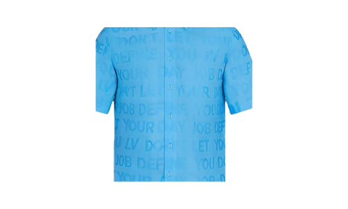 Tonal Letter Button Up Short Sleeve Shirt "Blue" 1A8XBP