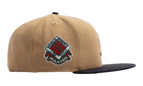 59FIFTY New York Yankees 1960 World Series Pittsburgh Pirates Patch Fitted Hat "Khaki / Brown" NE489
