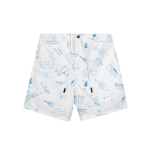 Paper Planes UV Sketch Print Shorts - White/Blue