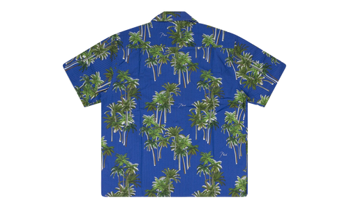 Searsucker Hawaiian Button-down Shirt "Blue" RHD-MTPS-0094