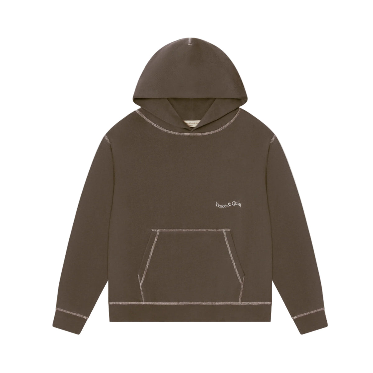 Museum of Peace & Quiet Wordmark Reverse Stitch Hoodie - Brown