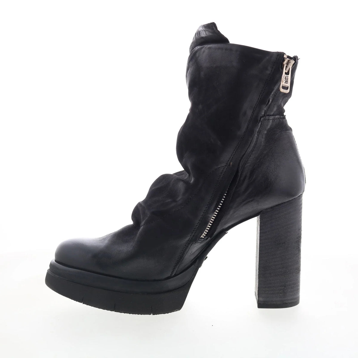 Frannie Womens Black Leather Zipper Ankle & Booties Boots